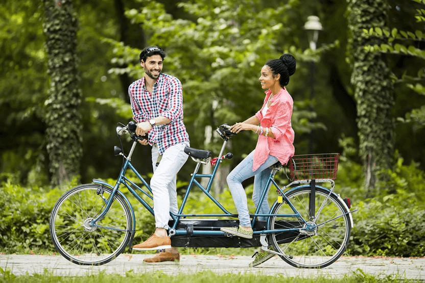 Riding tandem bike in Central park